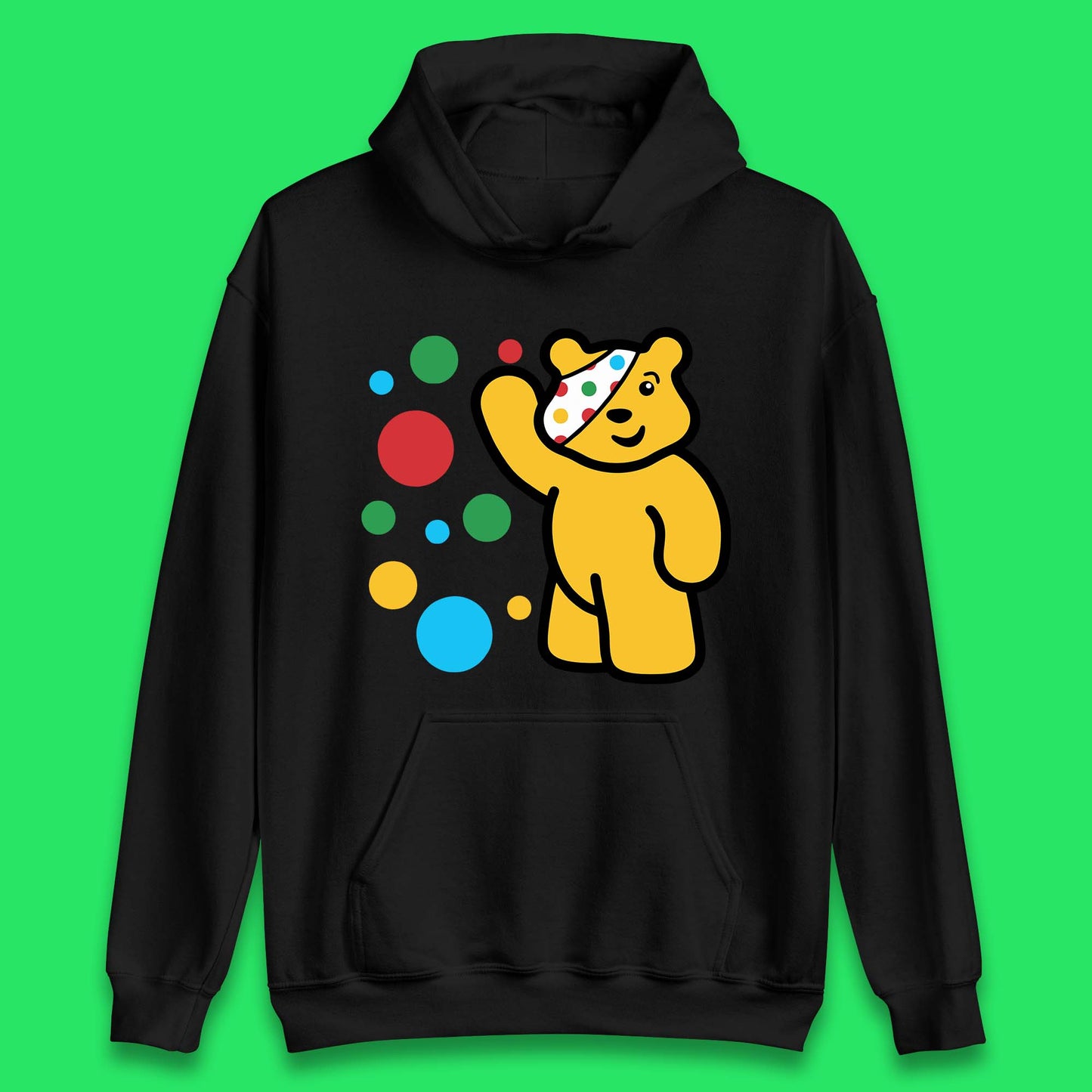 Spotty Pudsey Bear Hand Waving Dotty Spot Fundraising Children In Need Spotty Bear Spotty Day Unisex Hoodie