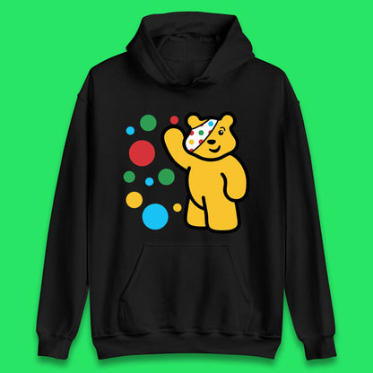 Spotty Pudsey Bear Hand Waving Dotty Spot Fundraising Children In Need Spotty Bear Spotty Day Unisex Hoodie