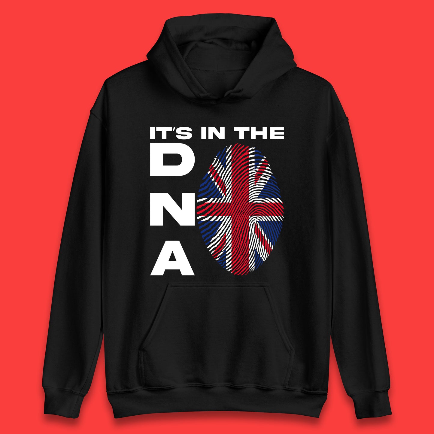 It's In My DNA Uk Union Jack Flag Fingerprint United Kingdom London Souvenirs British Flag Unisex Hoodie