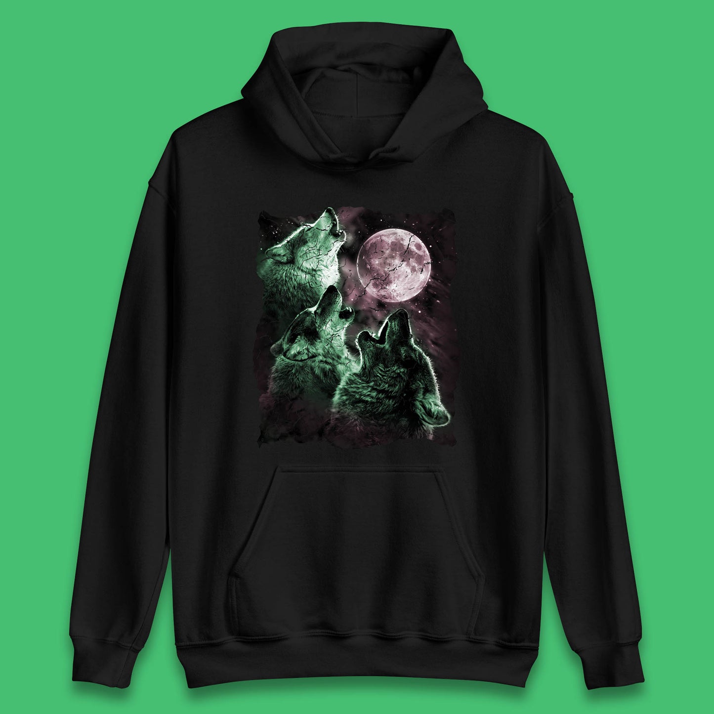 Three Wolf Howling At Moon Wild Free Wolves Three Wolf Dog Animal The Mountain Unisex Hoodie