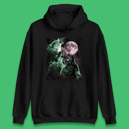 Three Wolf Howling At Moon Wild Free Wolves Three Wolf Dog Animal The Mountain Unisex Hoodie
