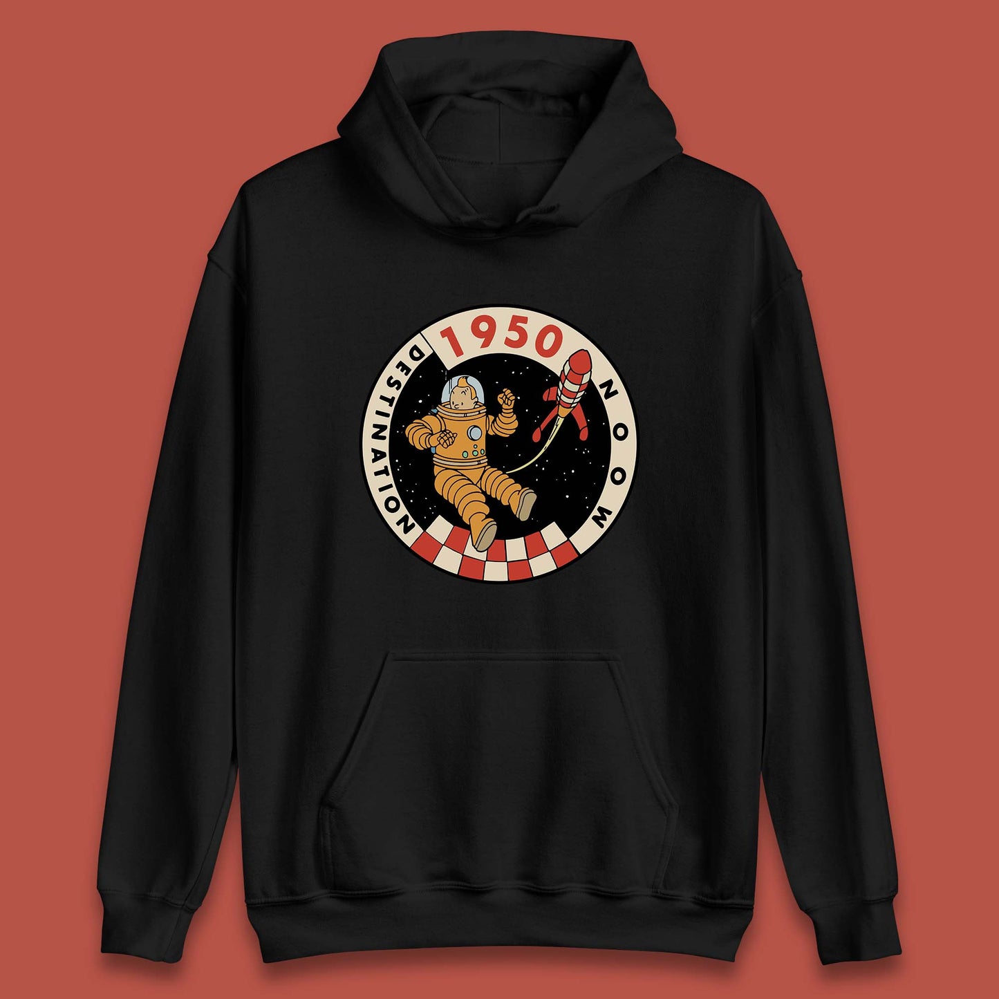 Destination Moon 1950 Astronaut Tintin The Lunar Rocket Retro Comic Space Adventure Unisex Hoodie