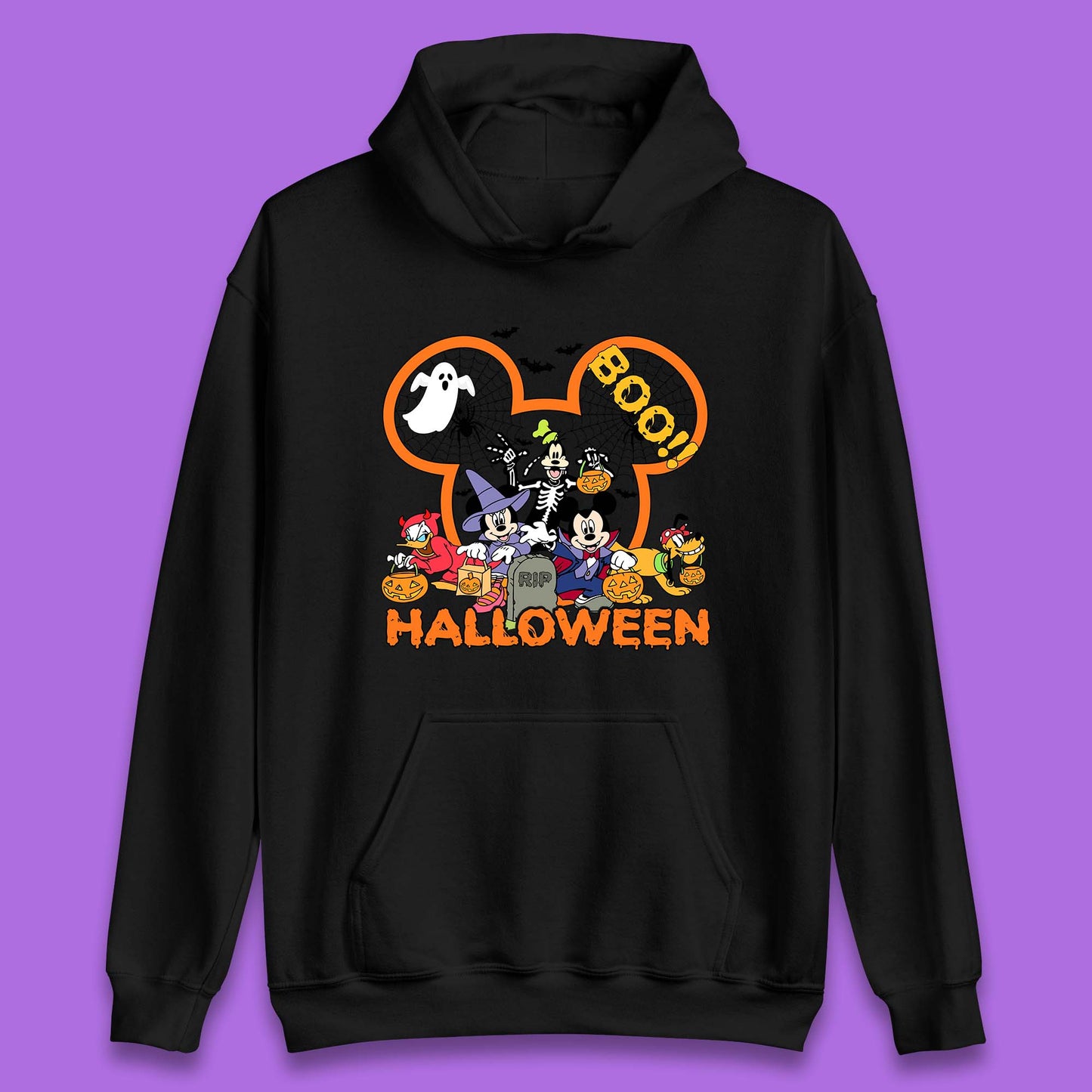 Disney Halloween Mickey Mouse Minnie Mouse Boo Ghost Friends Donald Duck Pluto Goofy Cartoon Disneyland Trip Unisex Hoodie