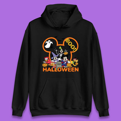 Disney Halloween Mickey Mouse Minnie Mouse Boo Ghost Friends Donald Duck Pluto Goofy Cartoon Disneyland Trip Unisex Hoodie