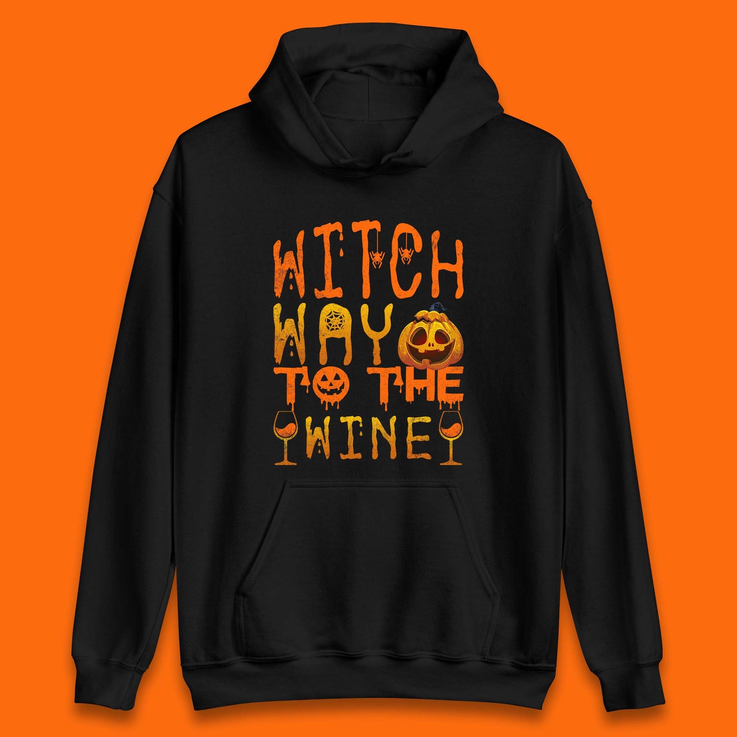 Witch Way To The Wine Funny Halloween Wine Drinking Lover Unisex Hoodie