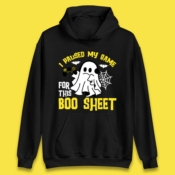 I Paused My Game For This Boo Sheet Ghost With Controller Halloween Gamer Unisex Hoodie