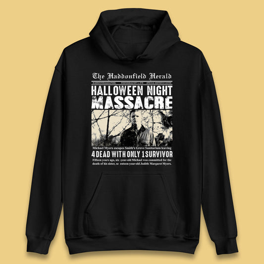 Vintage Halloween Night Massacre 1978 Halloween Newspaper Horror Michael Myers Unisex Hoodie