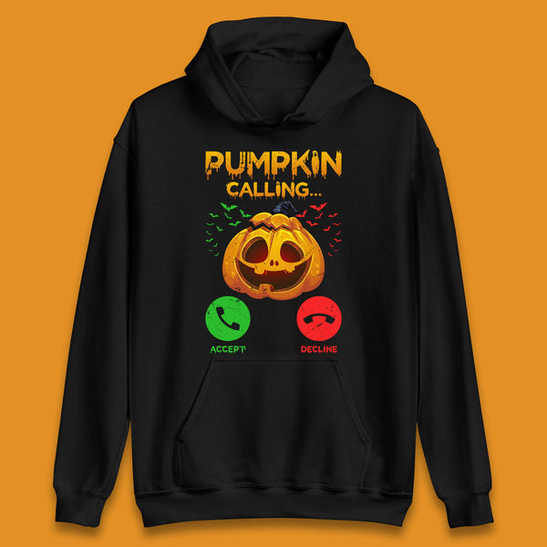 Halloween Pumpkin Calling Funny Phone Call Horror Scary Jack O Lantern Unisex Hoodie