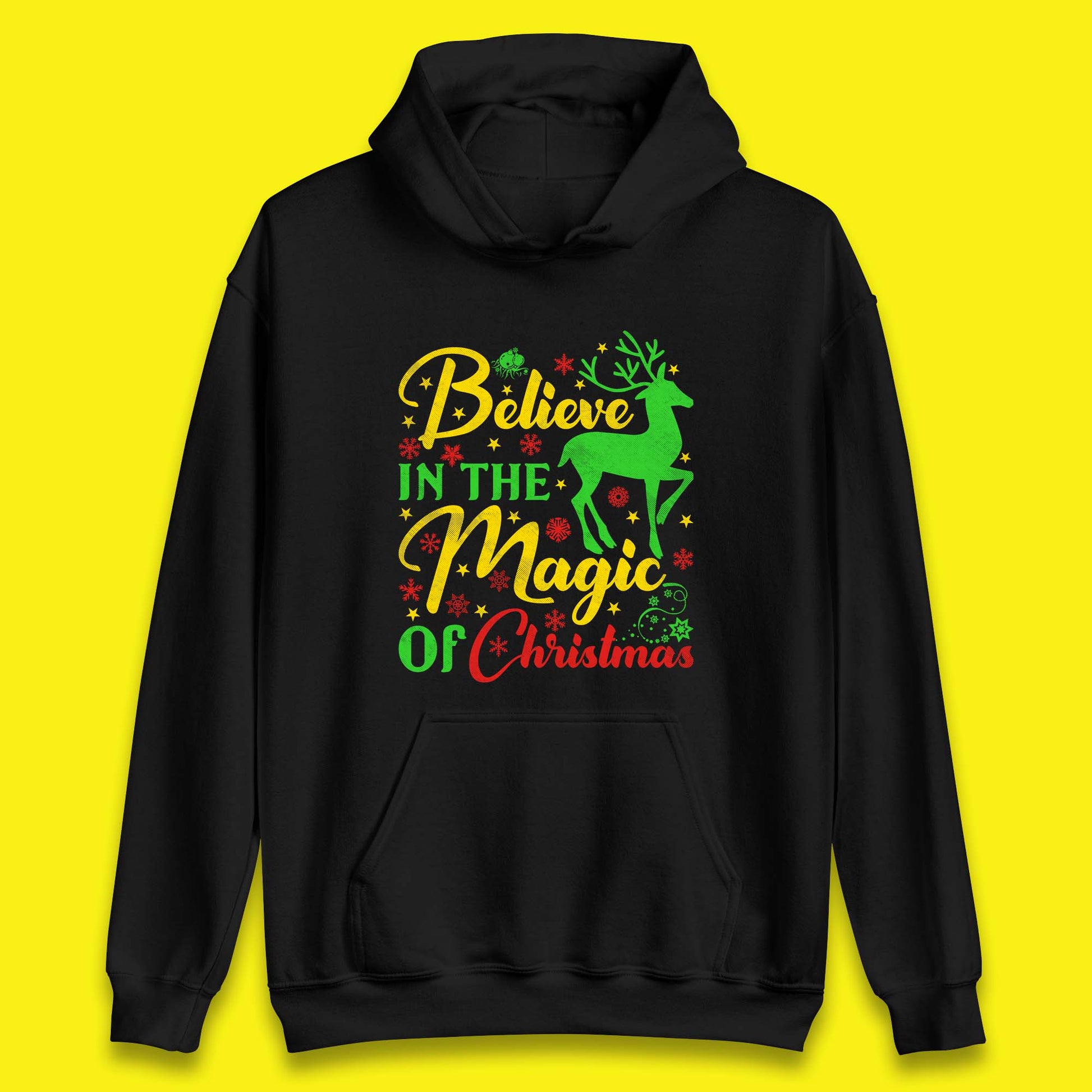 believe in the magic of christmas reindeer hoodie