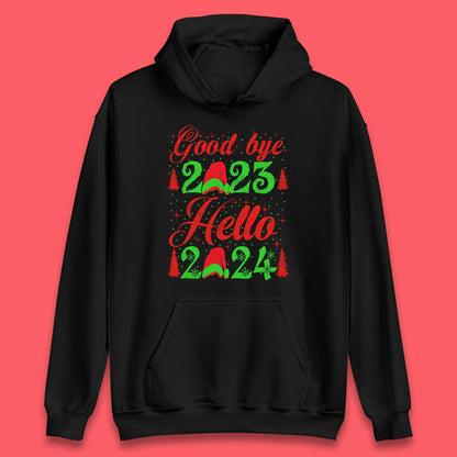 Good Bye 2023 Hello 2024 Merry Christmas Happy New Year Xmas Festive Celebration Unisex Hoodie