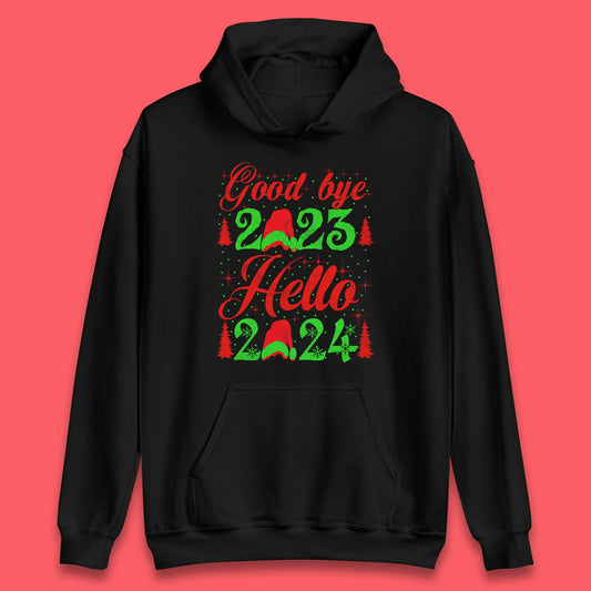 Good Bye 2023 Hello 2024 Merry Christmas Happy New Year Xmas Festive Celebration Unisex Hoodie