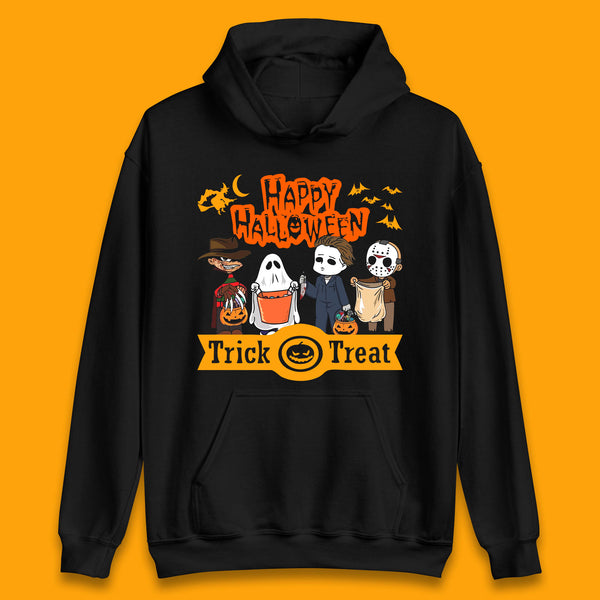 Happy Halloween Trick Or Treat Chibi Horror Movie Characters Killer Unisex Hoodie