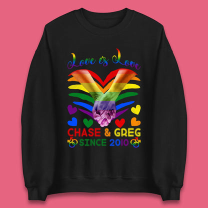 Personalised Lgbt Love Is Love Unisex Sweatshirt