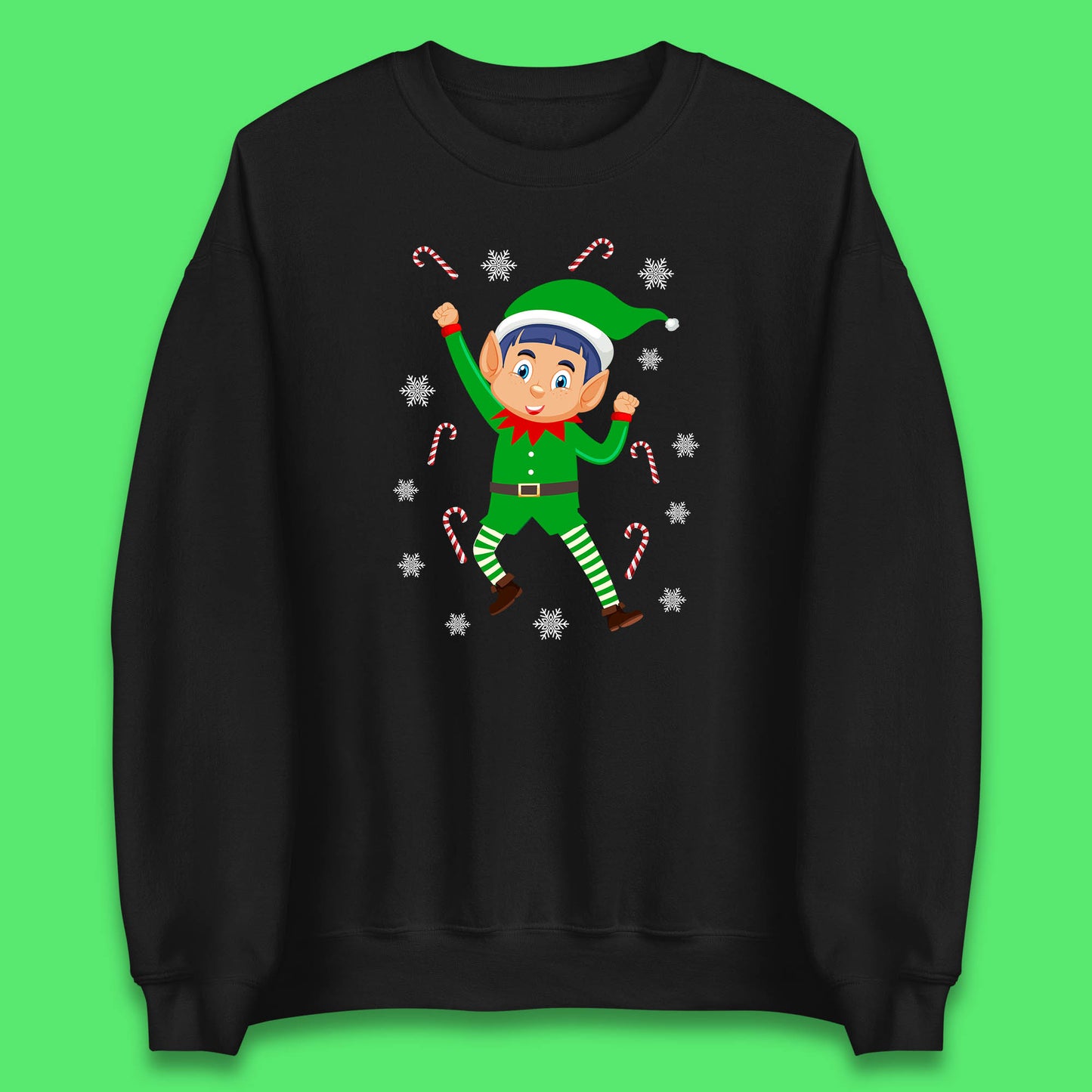 Cartoon Elf Christmas Jumper UK