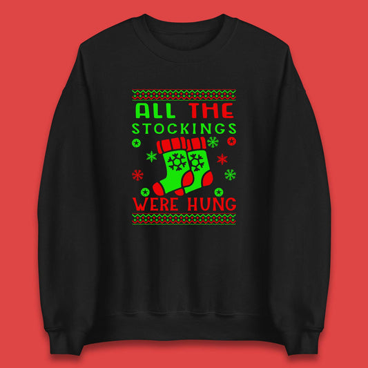 christmas socks all the stocking were hung sweatshirt