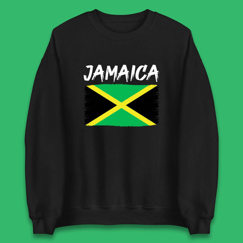 Jamaica Distressed Flag Country In The Caribbean Jamaican Flag Patriotism Unisex Sweatshirt