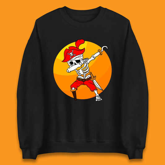 Dabbing Pirate Skeleton Halloween Jolly Roger Funny Halloween Costume Unisex Sweatshirt