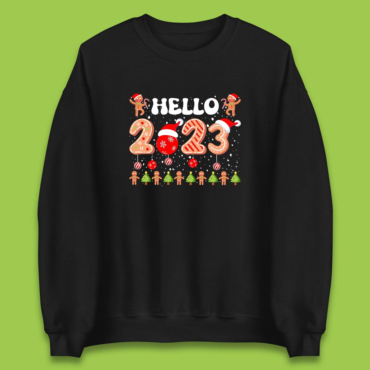 Hello 2023 Merry Christmas Gingerbread Xmas Cookies Unisex Sweatshirt