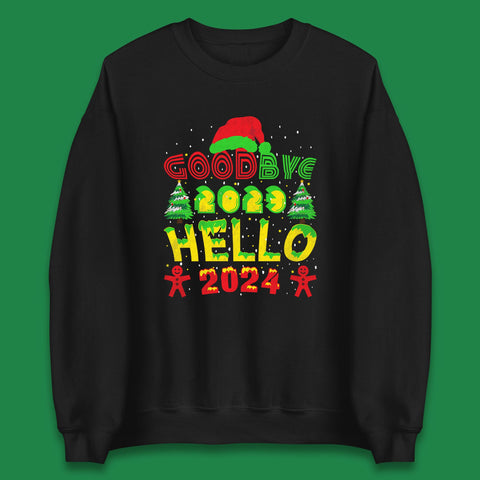 Good Bye 2023 Hello 2024 Merry Christmas Funny Happy New Year Xmas Unisex Sweatshirt