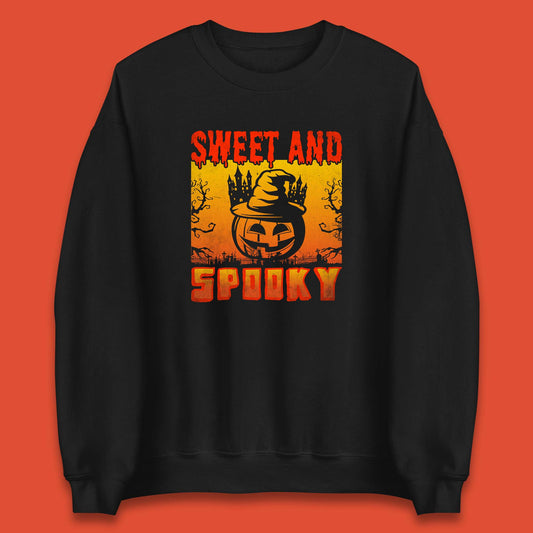 Sweet And Spooky Happy Halloween Witch Hat Pumpkin Horror Scary Season Unisex Sweatshirt