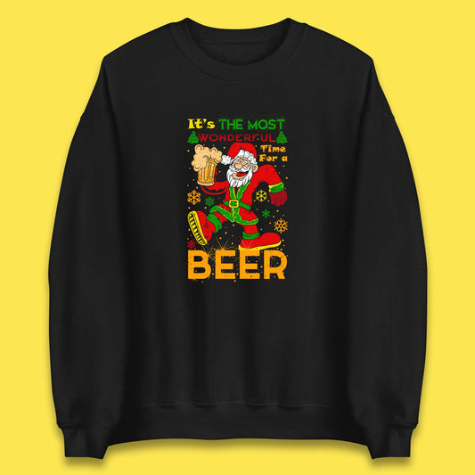 santa drink beer sweatshirt