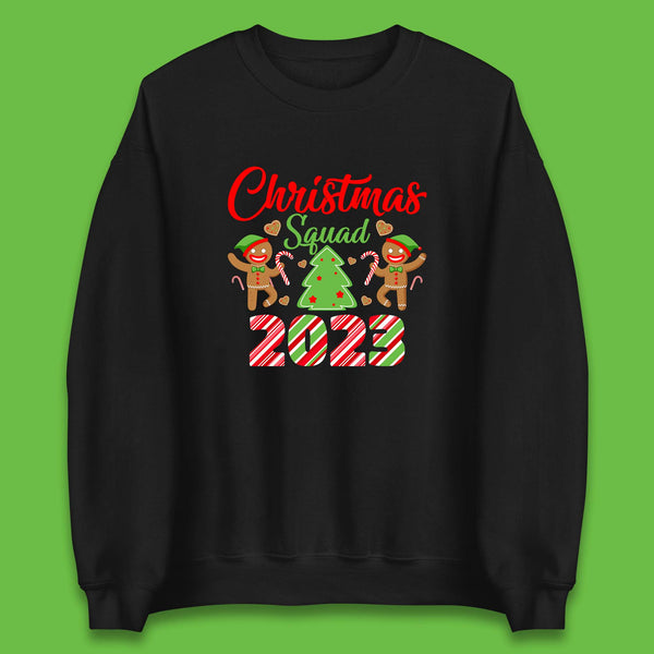 Christmas Squad 2023 Christmas Tree Xmas Gingerbread Man with Candy Cane Unisex Sweatshirt