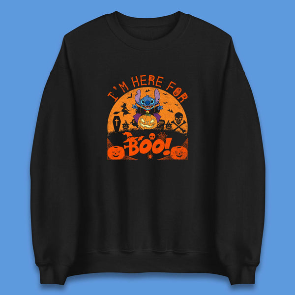 I'm Here For The Boo Disney Stitch Disney Halloween Pumpkin Devil Stitch Horror Scary Lilo & Stitch Unisex Sweatshirt