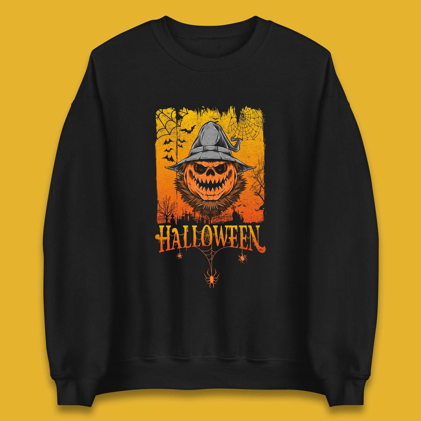 Angry Halloween Scary Evil Pumpkin Funny Pumpkin Head With Fire Eyes Scary Spooky Season Unisex Sweatshirt