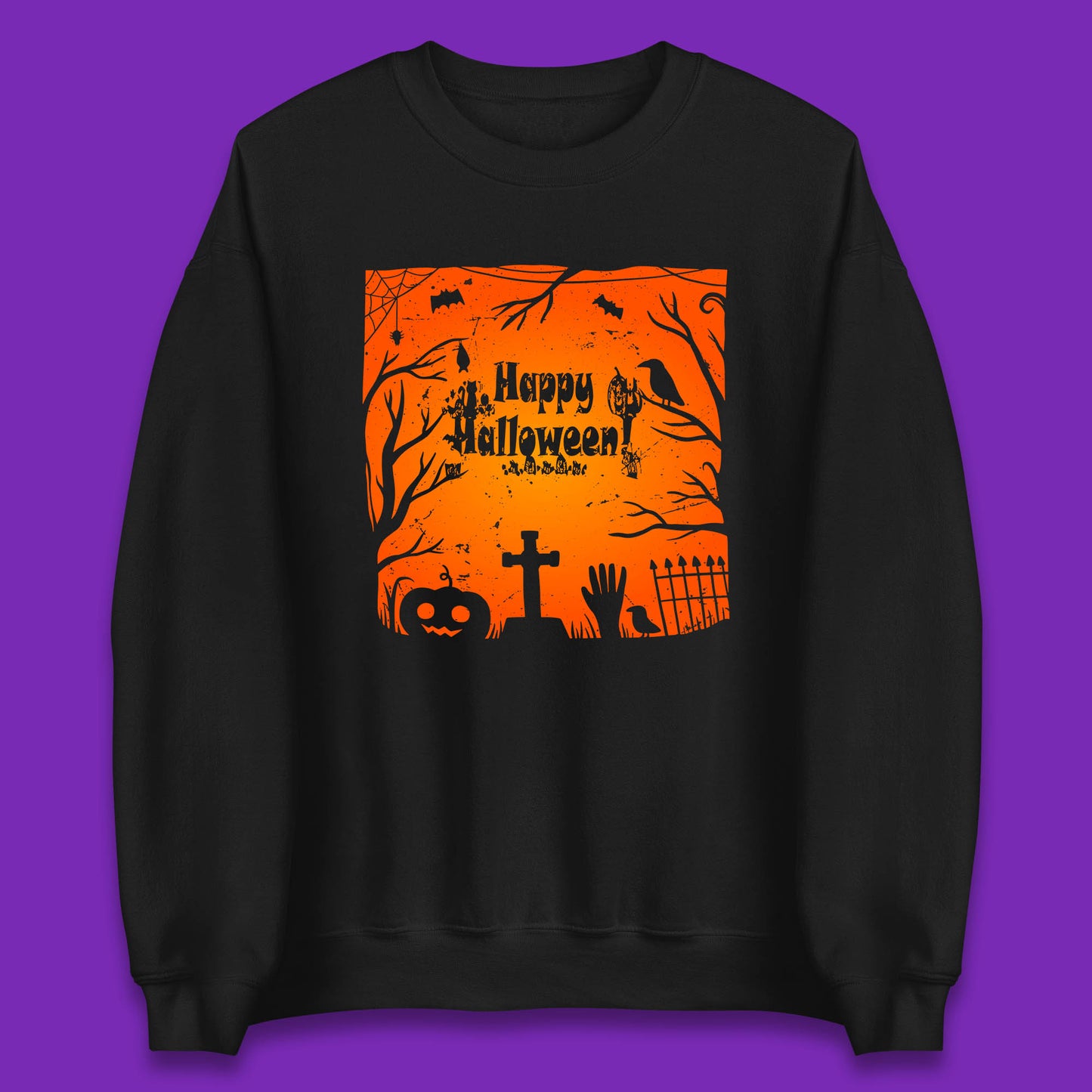Happy Halloween Witch Hand Cross Sign Scary Pumpin Spooky Terrific Halloween Night Unisex Sweatshirt