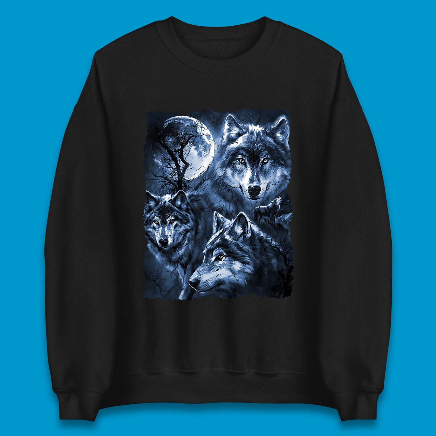 Wolf Family Howling 3 Wolf Moon Wild Free Wolves Three Gray Wolf Dog Animal The Mountain Unisex Sweatshirt