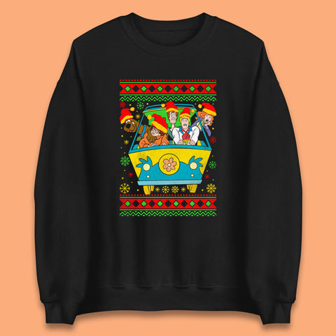 Scooby Doo And Friends Santa Hat Merry Christmas Inspired Mystery Machine Van Xmas Unisex Sweatshirt