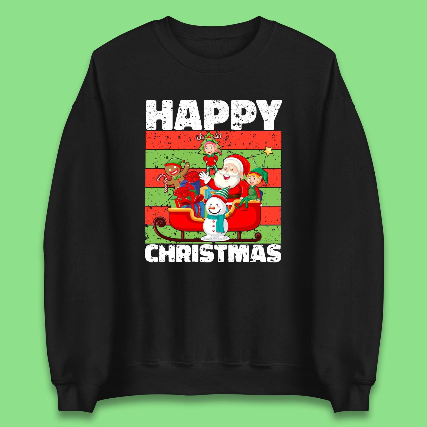 santa and friends on sleigh christmas sweatshirt