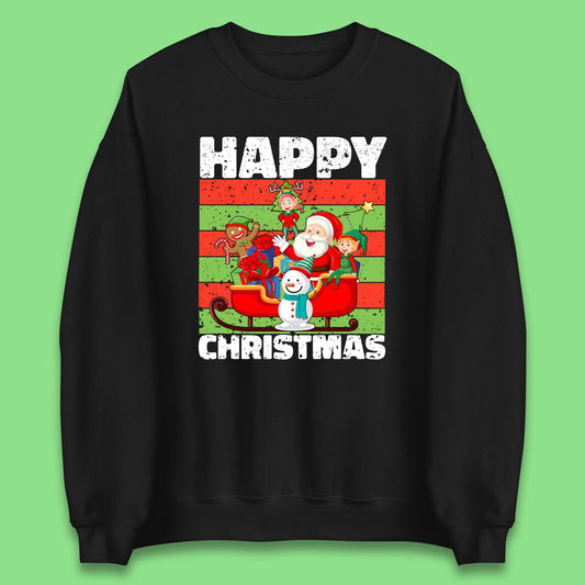 santa and friends on sleigh christmas sweatshirt