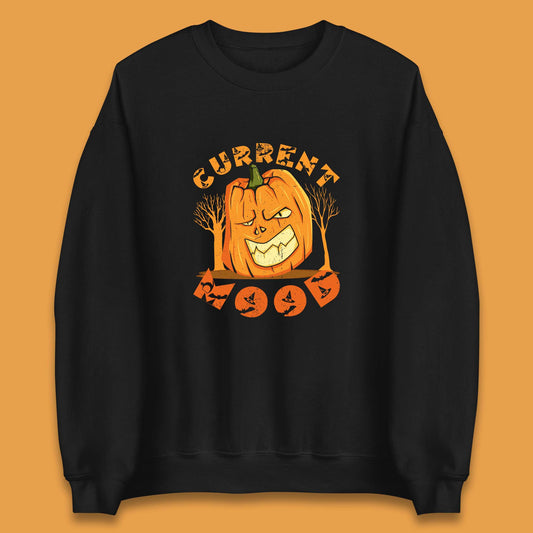 Current Mood Halloween Pumpkin Evil Scary Smile Horror Jack-o-Lantern Unisex Sweatshirt