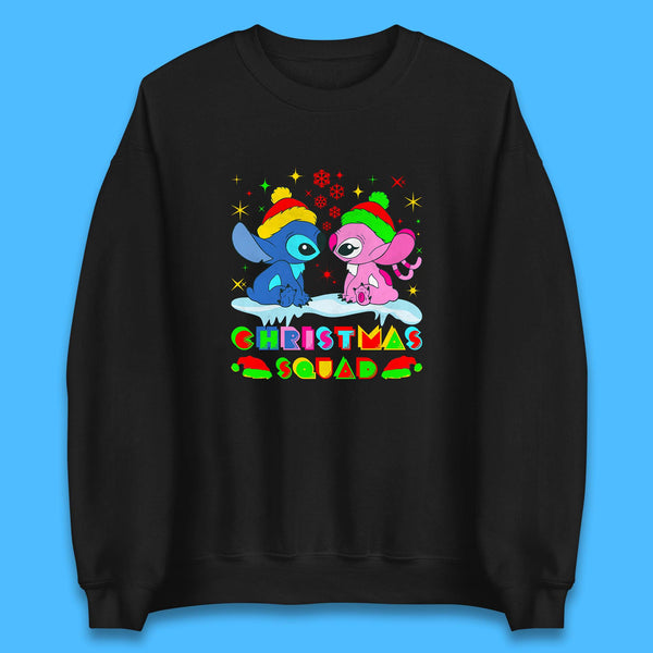 Christmas Squad Disney Christmas Stitch And Angel Xmas Lilo & Stitch Unisex Sweatshirt