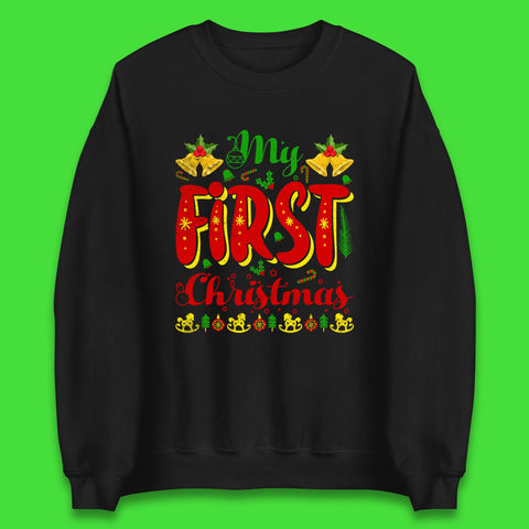 My First Christmas Jingle Bells Christmas Tree Rocking Horse Xmas Festive Celebration Unisex Sweatshirt