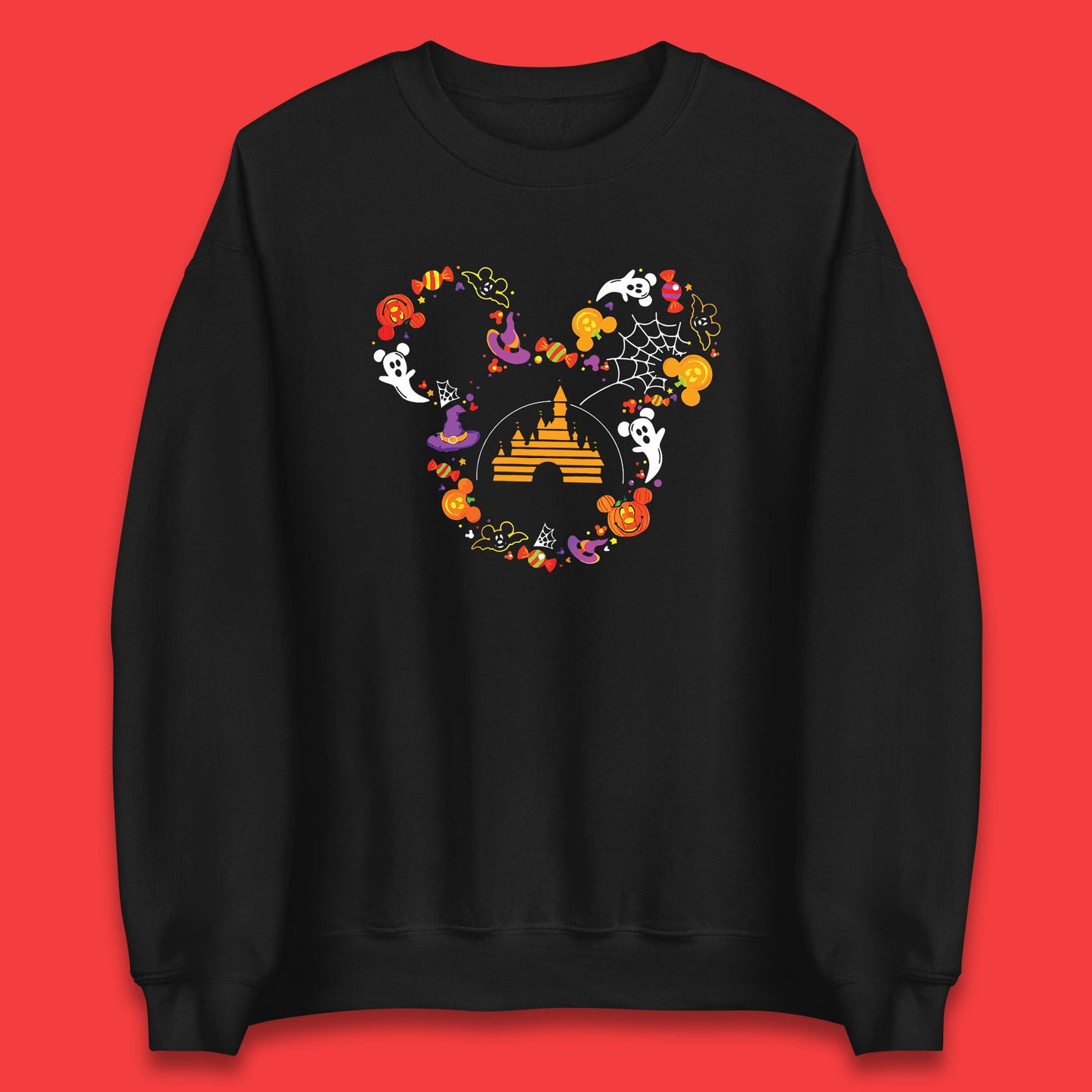 Halloween Mickey Mouse Disney Castle Halloween Elements Scary Boo Unisex Sweatshirt