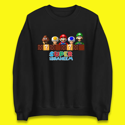 Personalised Super Mario Game Series Your Name Mario Bros Luigi Toad Mega Goomba Mario Unisex Sweatshirt