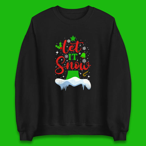 Let It Snow Merry Christmas Snowman Snowflake Winter Holidays Xmas Unisex Sweatshirt