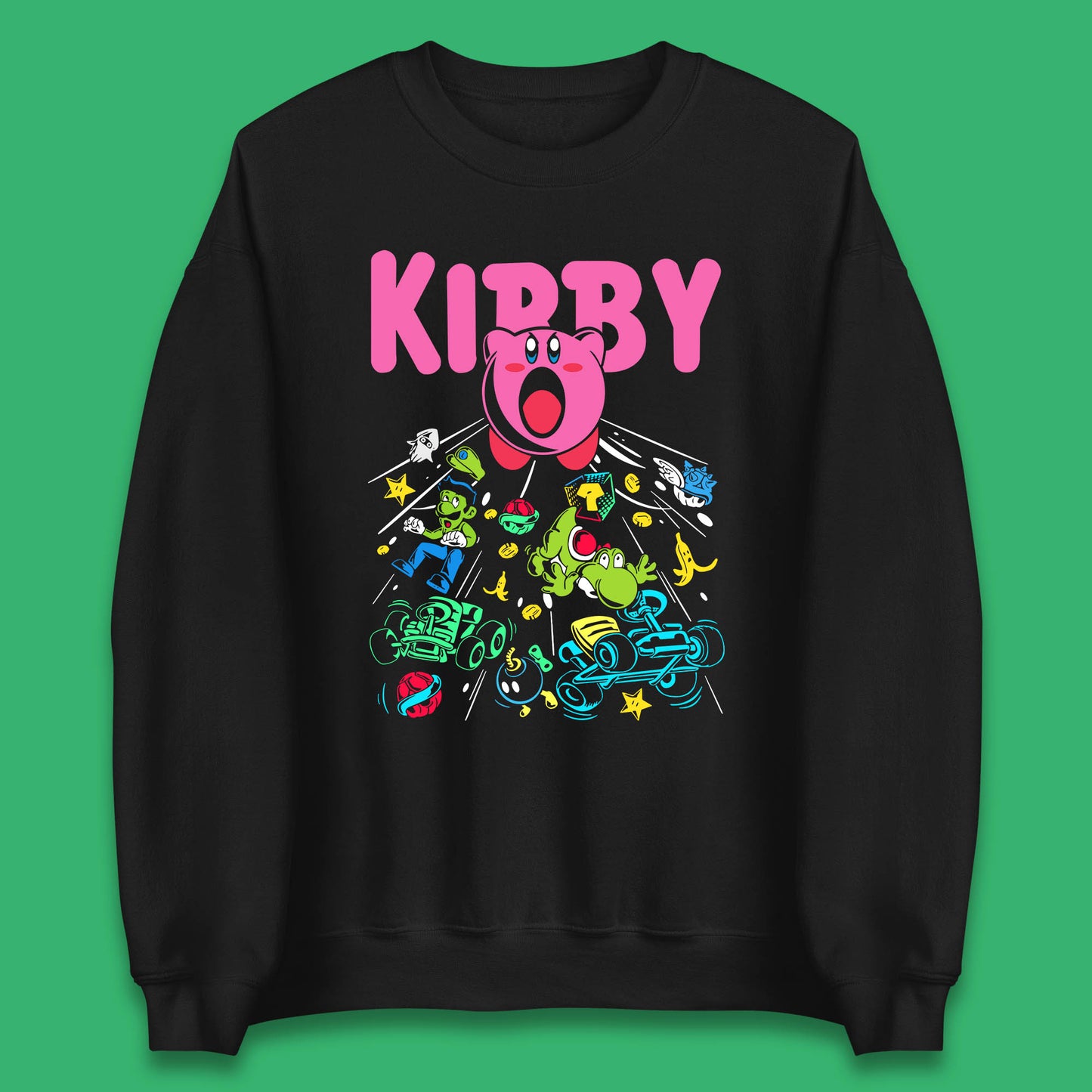 Kirby Consume Karting Mario Kart Ghost Band Heavy Metal Kirby Retro Gaming Unisex Sweatshirt