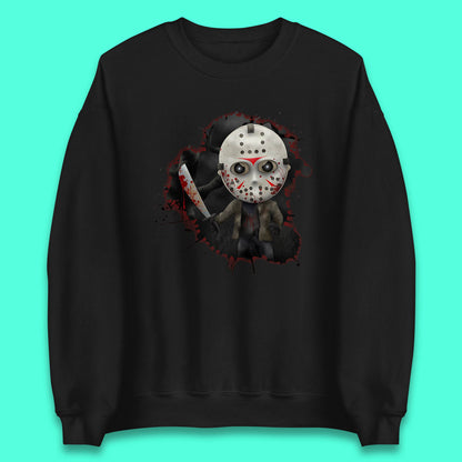 Chibi Jason Voorhees Holding Bloody Knife Halloween Friday The 13th Horror Movie Character Unisex Sweatshirt