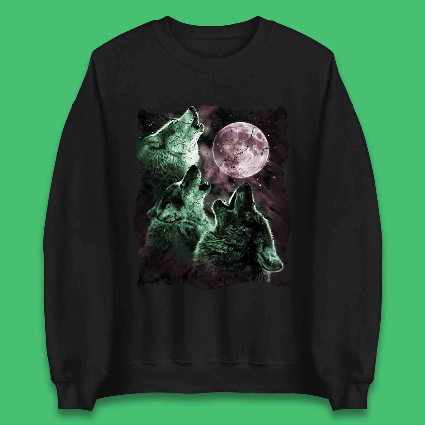 Three Wolf Howling At Moon Wild Free Wolves Three Wolf Dog Animal The Mountain Unisex Sweatshirt
