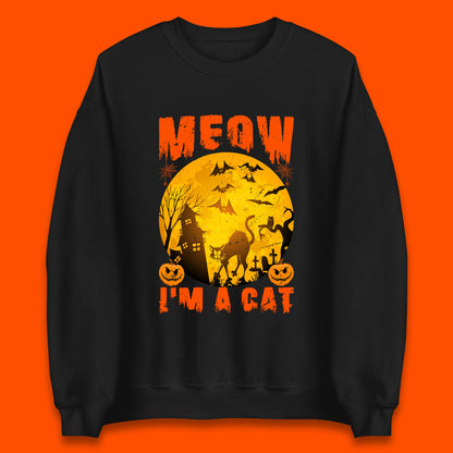 Meow I'm A Cat Halloween Black Cat Horror Scary Haunted House Unisex Sweatshirt
