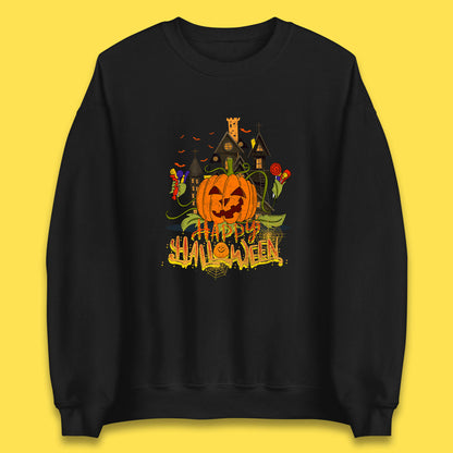 Happy Halloween Spooky Haunted House Halloween Pumpkin Horror Scary Jack-o-lantern Unisex Sweatshirt