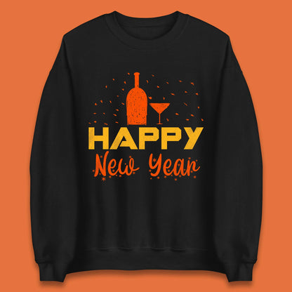 Happy New Year Wine Drinking Unisex Sweatshirt