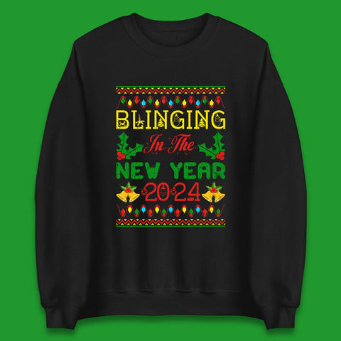 Blinging In The New Year 2024 Christmas Happy New Year Xmas Festive Celebration Unisex Sweatshirt
