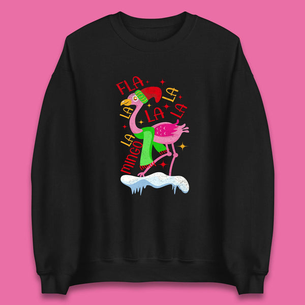 Fa La La La La Mingo Pink Flamingo Christmas Santa Animal Flamingo Lovers Xmas Unisex Sweatshirt
