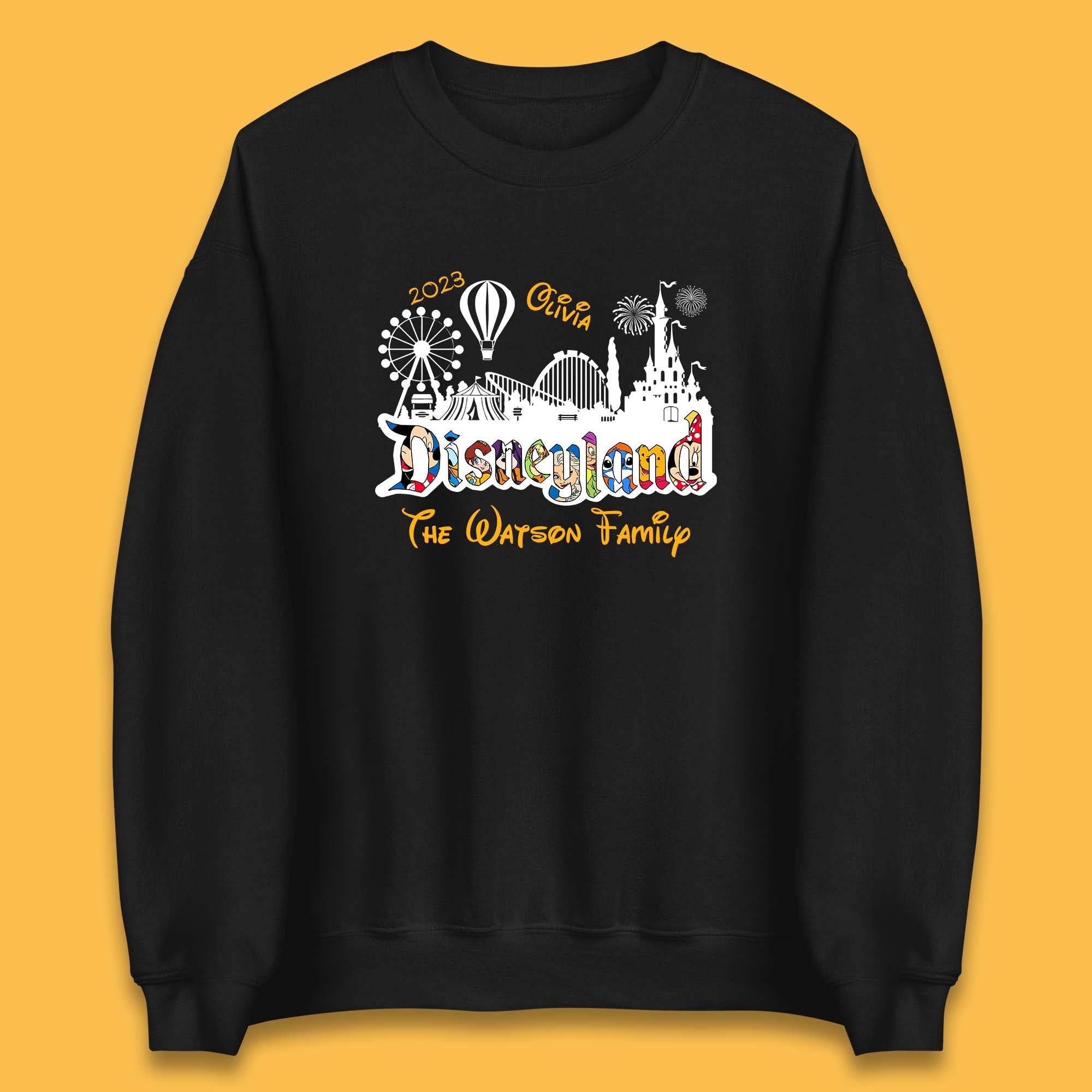 Personalised Disneyland Family Vacation Your Name Disneyland Castle Disneyworld Trip Unisex Sweatshirt