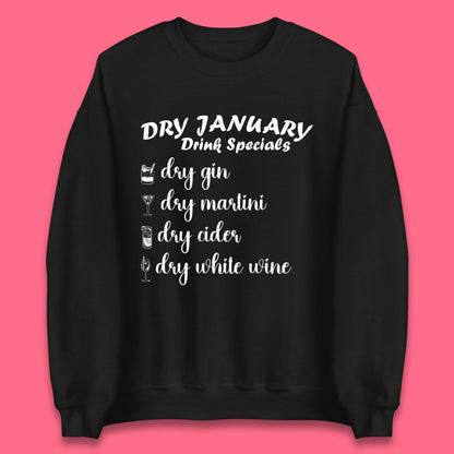 Dry January Drink Menu Unisex Sweatshirt