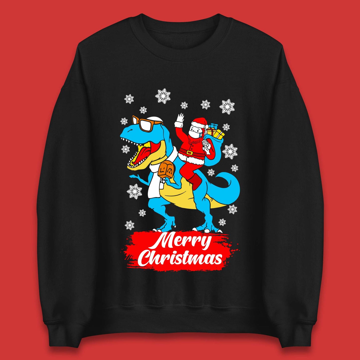 Santa Claus Riding T-Rex Christmas Unisex Sweatshirt